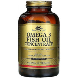   Solgar БАД Омега-3, Omega-3 Fish Oil, , концентрат риб&#039;ячого жиру, 240 гелевих капсул