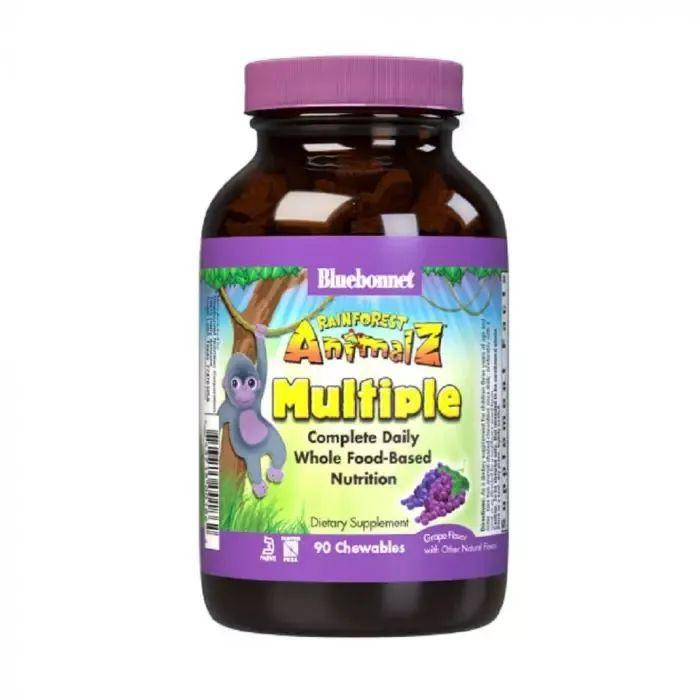 Bluebonnet Nutrition Мультивітаміни для дітей, Смак Винограду, Rainforest Animalz, 90 (BLB-0186) - зображення 1