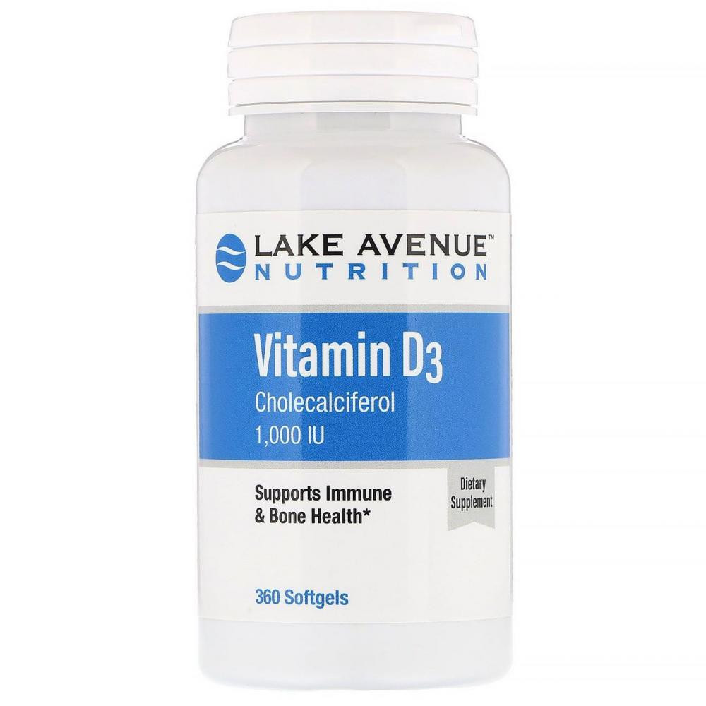 Lake Avenue Nutrition Витамин Д3 Vitamin D3 1000 IU 360 softgels - зображення 1