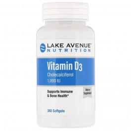   Lake Avenue Nutrition Витамин Д3 Vitamin D3 1000 IU 360 softgels