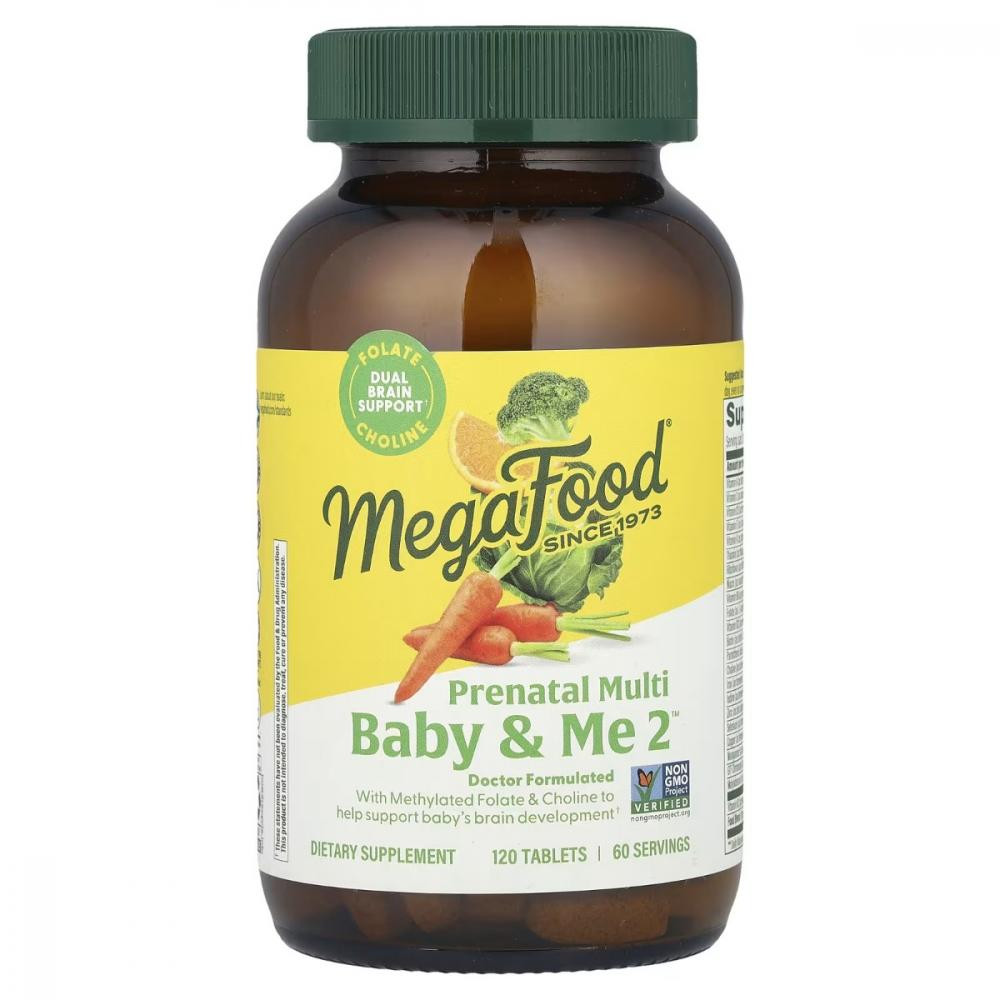 MegaFood Витамины для беременных Baby & Me 2, MegaFood, 120 таблеток - зображення 1