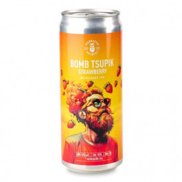   Beermaster Brewery Пиво  Bomb Tsupik Strawberry, світле, нефільтроване, 5%, 0,33 л, з/б (4823096426808)