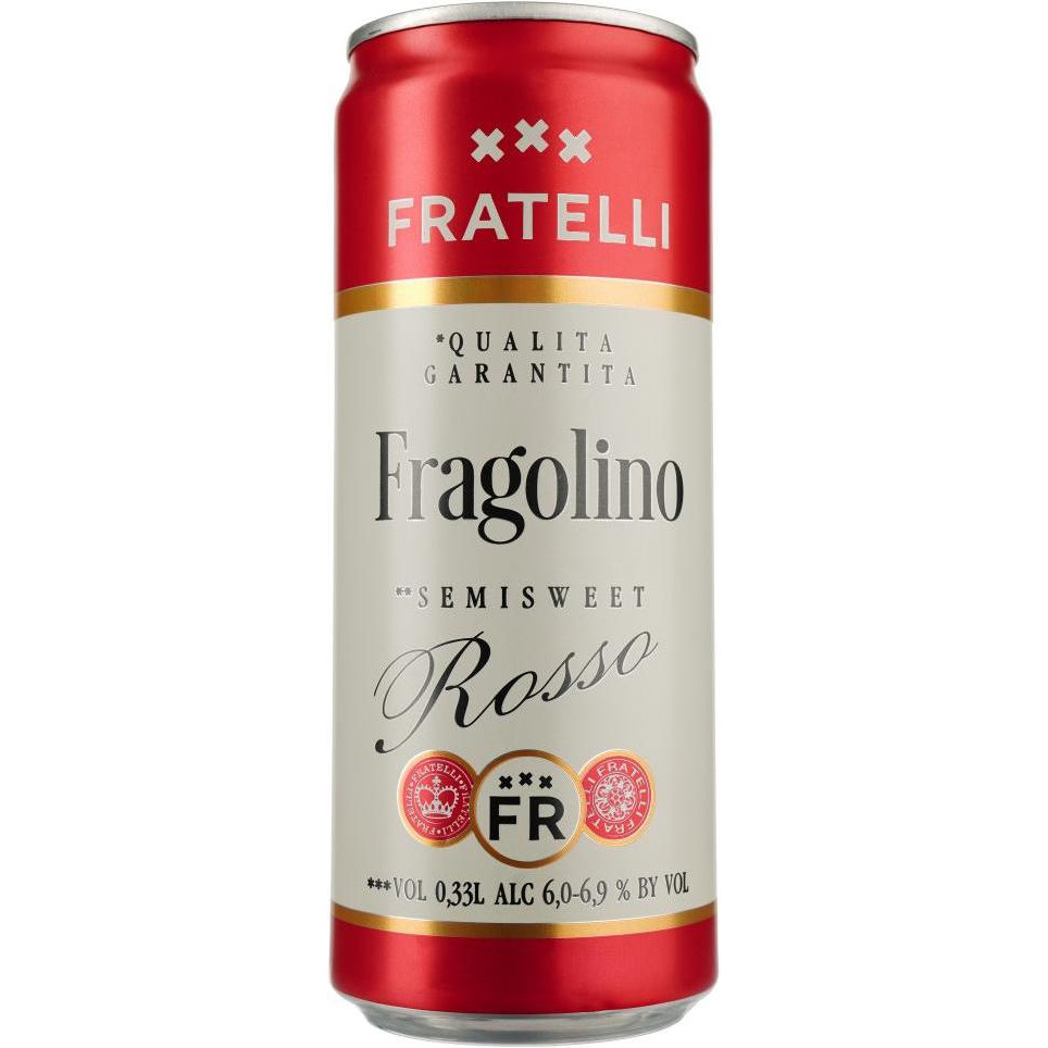 Fratelli Напиток винный  фраголино Россо , Fragolino Rosso игристое полусладкое 0,33 л 6-6,9% (4820001729597) - зображення 1