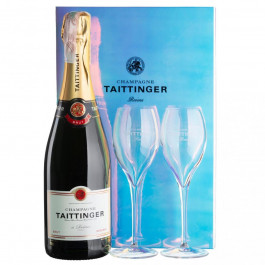   Taittinger Шампанське  Brut Reserve, біле, брют, 12,5%, 0,75 л, + 2 келихи (8460) (3016570061294)