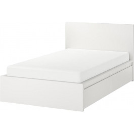   IKEA MALM Каркас высокий с 2 ящиками 120x200 bialy без основы под матрас (690.682.24)