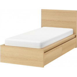   IKEA MALM Каркас высокий с 2 ящиками 90x200 okleina debowa и LEIRSUND основа под матрас (891.573.18)