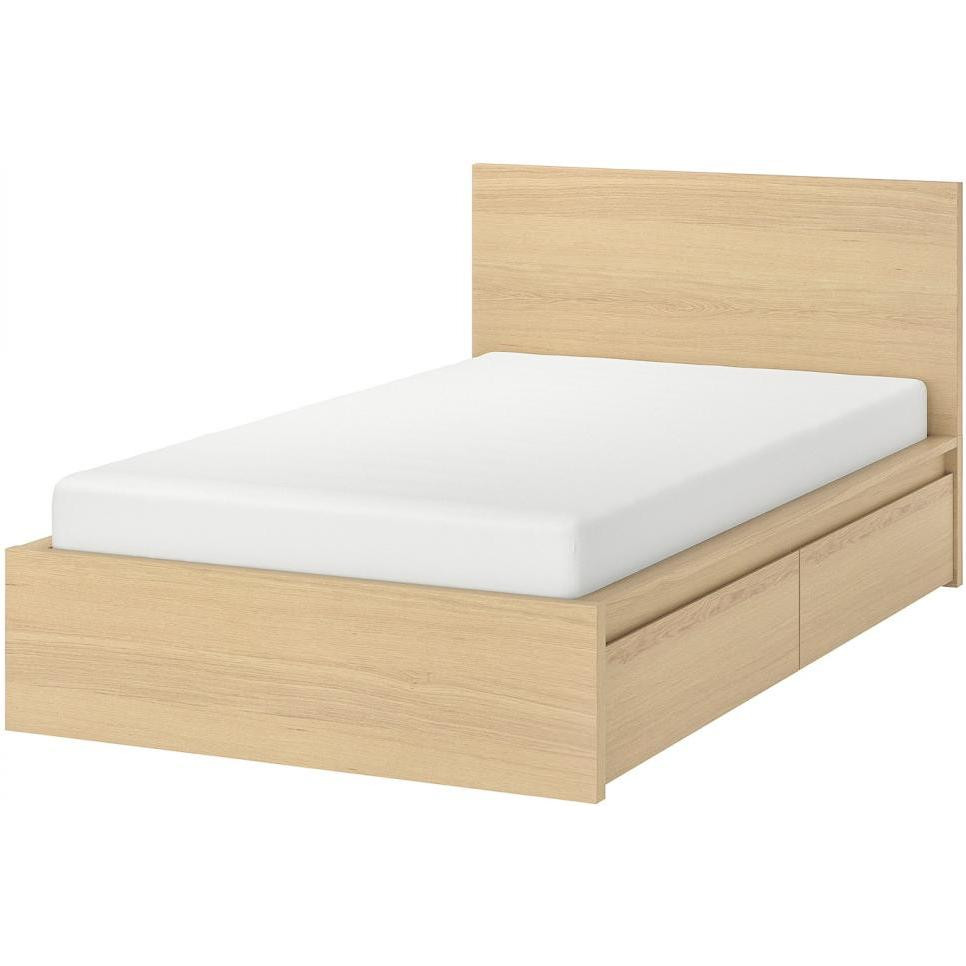 IKEA MALM Каркас высокий с 2 ящиками 120x200 okleina debowa и LUROY основа под матрас (991.323.08) - зображення 1