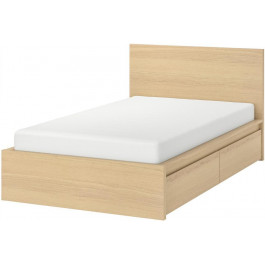   IKEA MALM Каркас высокий с 2 ящиками 120x200 okleina debowa и LUROY основа под матрас (991.323.08)