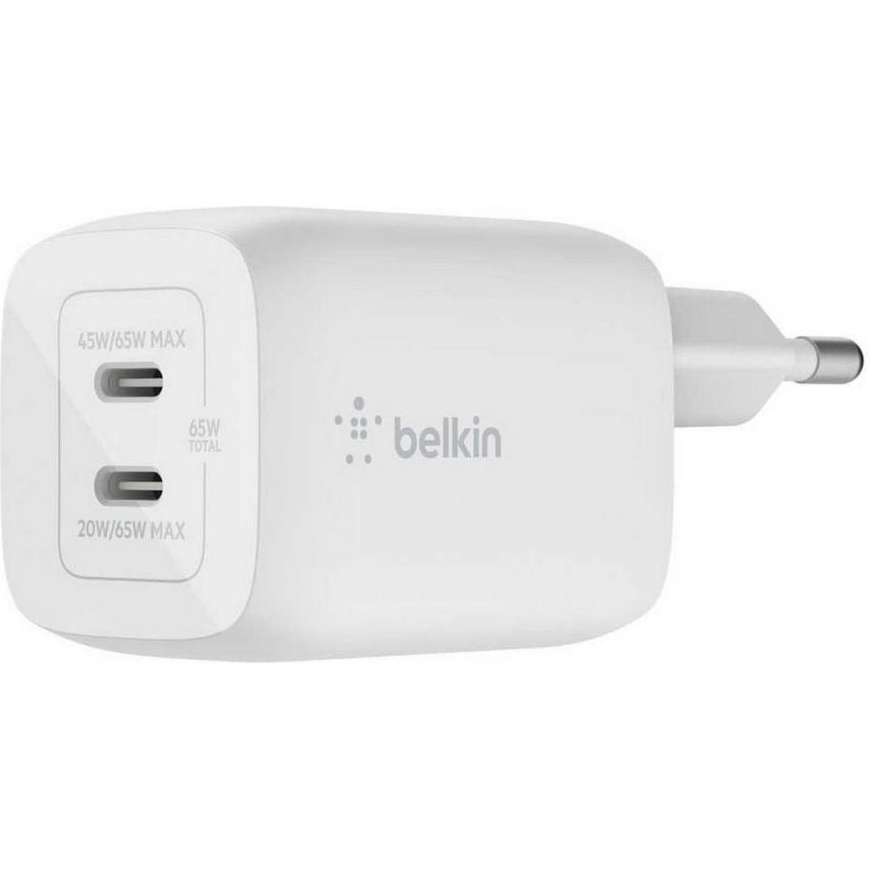 Belkin Boost Up Charge Pro GaN Dual USB-C Charger 65W White (WCH013VFWH) - зображення 1