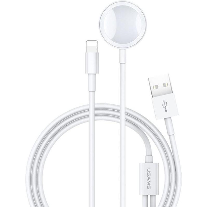 USAMS US-CC076 2in1 Charging Cable for iPhone & Apple Watch White (CC076WH01) - зображення 1