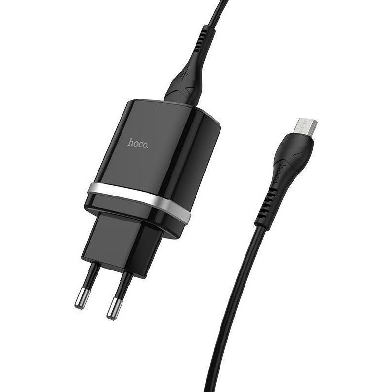 Hoco C12Q Smart QC3.0 + MicroUSB Black - зображення 1