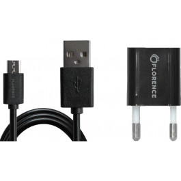   Florence 1USB 1A + microUSB Black (FL-1000-KM)