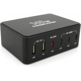   Voltronic 4xUSB-C 2xUSB-A 5A Black (V-118HB)