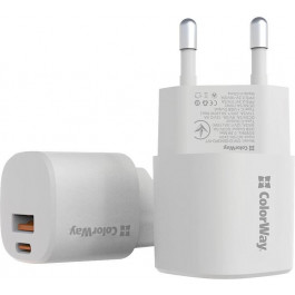   ColorWay Power Delivery 1xUSB-C 1xUSB-A PPS 33W White (CW-CHS043PD-WT)