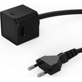   Allocacoc USBcube Original 2xUSB-A, 2xUSB-C, 15W Black (10467BK/EUACMC)