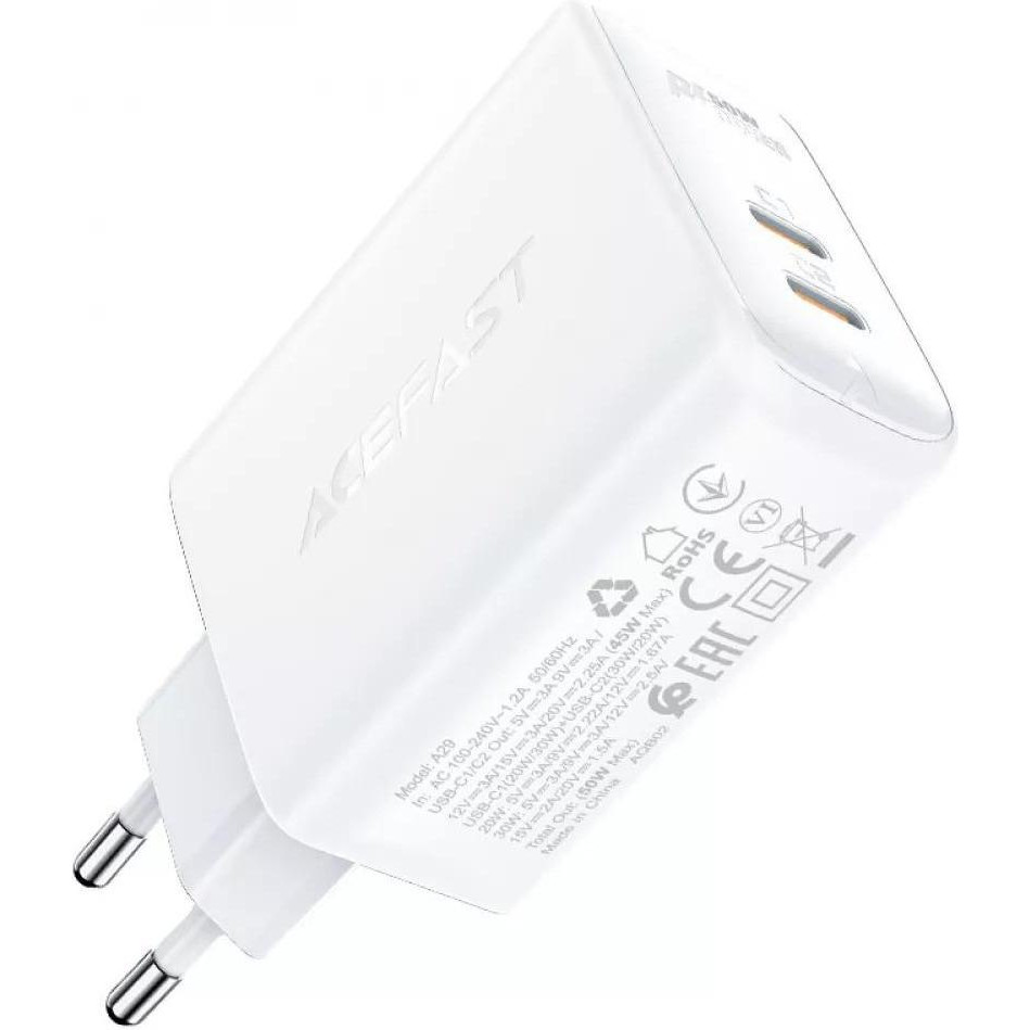 Acefast A29 PD50W 2xUSB-C White (AFA29W) - зображення 1