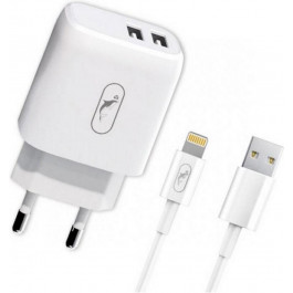   SkyDolphin SC22EBL 2USB 2.1A White + Lightning cable (MZP-000162)