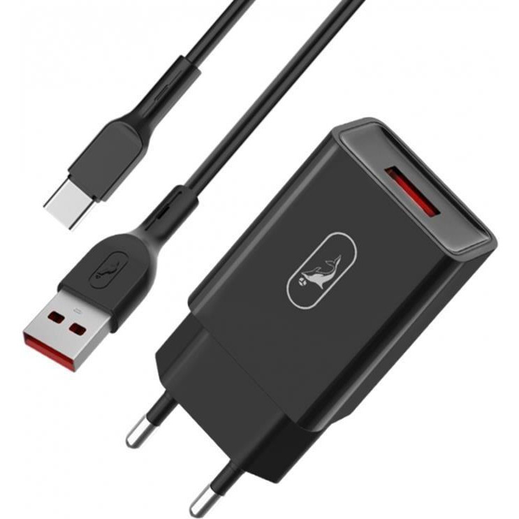 SkyDolphin SC36T 1xUSB 2.4A Black + USB Type-C (MZP-000175) - зображення 1