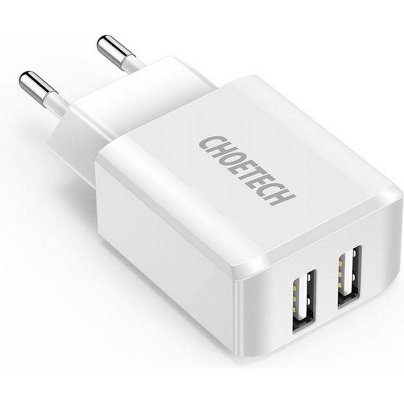 Choetech C0030 5V/2A Dual Port USB Wall Charger White (C0030) - зображення 1