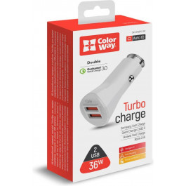   ColorWay 2USB Quick Charge 3.0 36W White (CW-CHA011Q-WT)