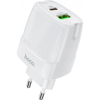 Hoco C85A Bright PD20W + QC3.0 Type-C + USB White - зображення 1