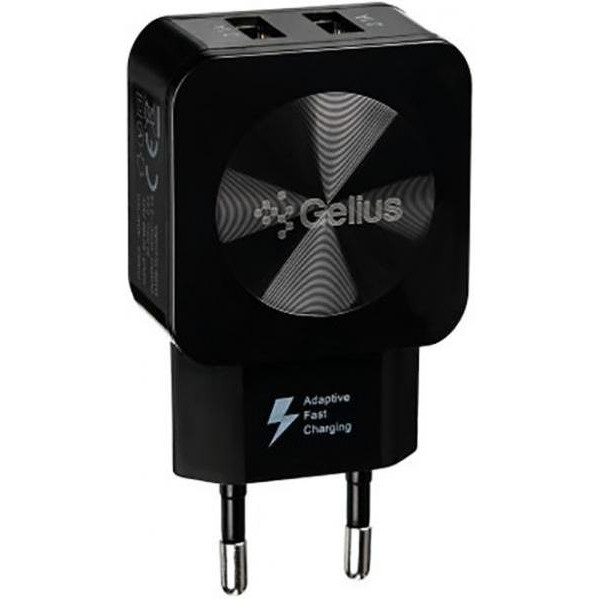 Gelius GU-HC02 USB Wall Charger 2xUSB Ultra Prime 2.1A Black (74893) - зображення 1