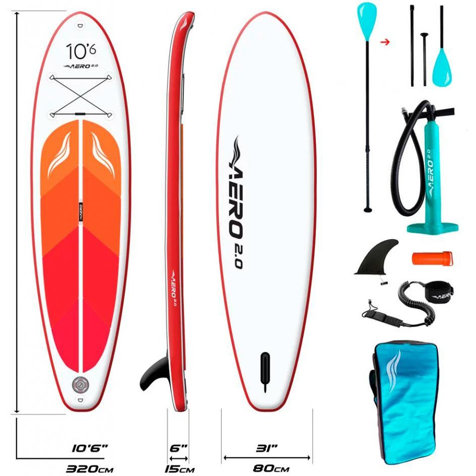 AERO Надувна SUP дошка  Board 2.0 (320х15х80см)10.6 Red Orange - зображення 1