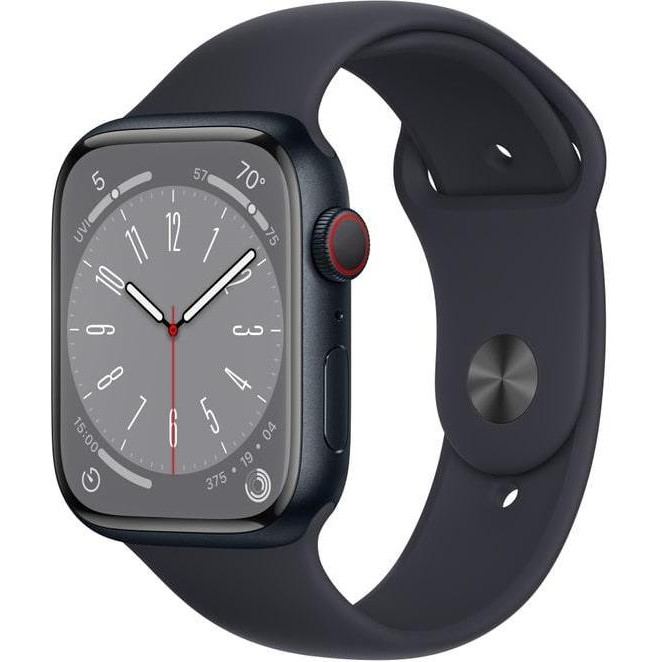 Apple Watch Series 8 GPS + Cellular 41mm Midnight Aluminum Case w. Midnight S. Band S/M (MNUV3) - зображення 1