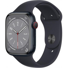   Apple Watch Series 8 GPS + Cellular 41mm Midnight Aluminum Case w. Midnight S. Band S/M (MNUV3)