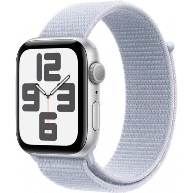 Apple Watch SE 2 GPS 44mm Silver Aluminium Case w. Blue Cloud Sport Loop (MXET3) - зображення 1