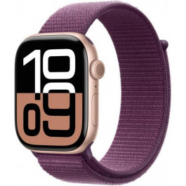   Apple Watch Series 10 GPS + Cellular 42mm Rose Gold Aluminum Case w. Plum S. Loop (MWXC3)