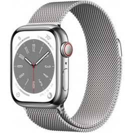   Apple Watch Series 8 GPS + Cellular 41mm Silver S. Steel Case  w. Milanese Loop Silver (MNJ73/MNJ83)