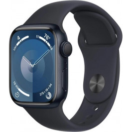   Apple Watch Series 9 GPS 41mm Silver Aluminum Case w. Midnight Sport Band - S/M (MR9M3+MT2R3)