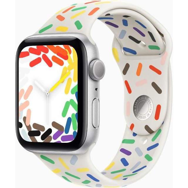 Apple Watch SE 2 GPS 44mm Silver Aluminum Case with Pride Edition Sport Band - M/L (MNLD3+MRTP3) - зображення 1