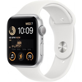   Apple Watch SE 2 GPS 44mm Silver Aluminum Case with White Sport Band - M/L (MNTJ3)