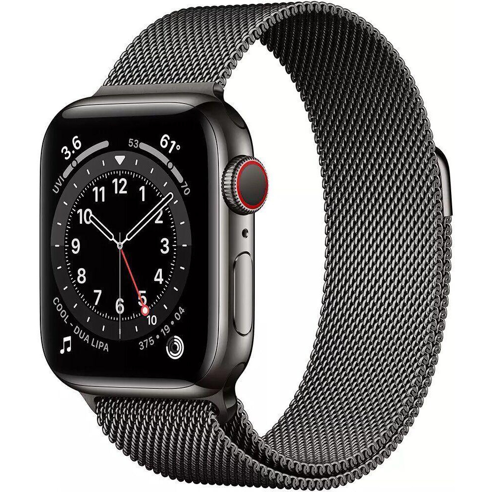 Apple Watch Series 6 GPS + Cellular 44mm Graphite Stainless Steel Case w. Graphite Milanese L. (M07R3) - зображення 1