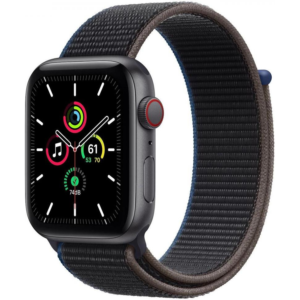 Apple Watch SE GPS + Cellular 44mm Space Gray Aluminum Case with Charcoal Sport L. (MYEU2/MYF12) - зображення 1