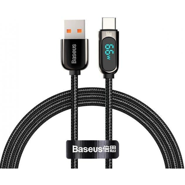 Baseus Display Fast Charging Data Cable USB to Type-C 66W 1m Black (CASX020001) - зображення 1