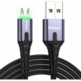   Essager LED Light USB Charging & Data Cable USB-A to Micro-USB 2.4A 2м Black (EXCM-XGA0G)