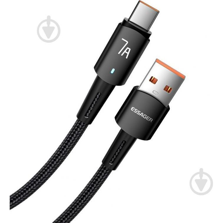 Essager Sunset Fast Charging Data Cable 7A USB-A to Type-C 3м Black (EXC7A-CGC01-P) - зображення 1