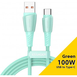   Essager Rainbow 100W Fast Charging Cable USB-A to Type-C 1м Green (EXCT1-CH06)