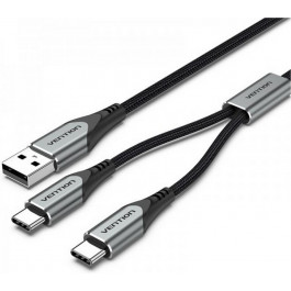   Vention 2-in-1 USB-A to Dual USB-C Y-Splitter Cable 1m Gray (CQOHF)