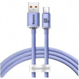   Baseus Crystal Shine Series Fast Charging Data Cable USB to Type-C 100W 1.2m Purple (CAJY000405)