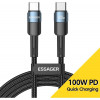 Essager USB Type-C to USB Type-C PD 100W 1m Blue (EXCTT1-XC03) - зображення 1