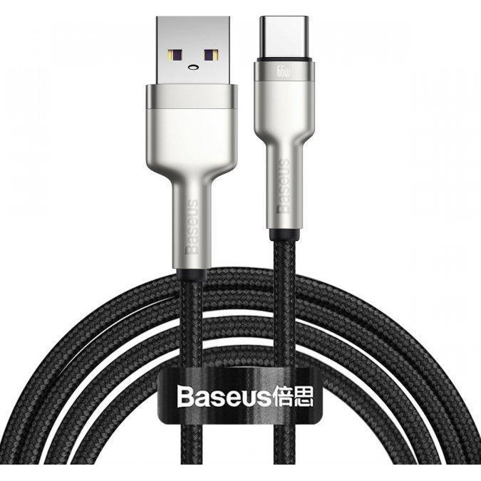 Baseus Cafule Metal Data Cable USB to Type-C 66W 2m Black (CAKF000201) - зображення 1