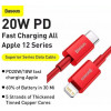 Baseus USB-C to Lightning 20W PD 1m Superior Fast Charging Data Red (CATLYS-A09) - зображення 6