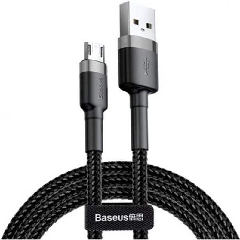 Baseus Cafule Cable USB For Micro 2.4A 0.5M Gray+Black (CAMKLF-AG1) - зображення 1