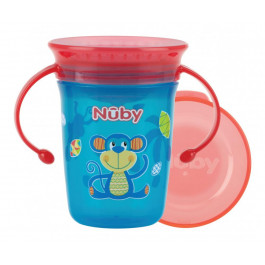   Nuby Чашка непроливайка 360° с ручками и крышкой, 240 мл (NV0414001blu)