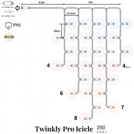   Twinkly Smart LED Pro Icicle AWW 250, IP65, AWG22 PVC Rubber белый (TW-PLC-I-CA-250GOP-WR)