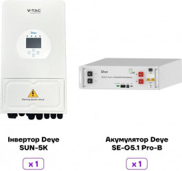   Deye SUN-5K-SG01LP1-EU + 1BAT SE-G5.1Pro-B